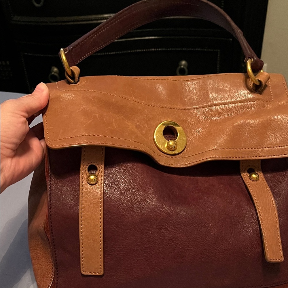 YSL Elegant Brown and Tan Leather Handbag
